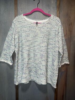 Massini Grey Blue Textured Popcorn Stitch 3/4 Sleeve Sweater Women’s Size 1X